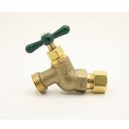 Thrifco Plumbing 5/8 Inch Comp. x 3/4 Inch GHT Brass No-Kink Hose Bibb, ARROWHE 6415103